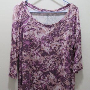 LOGO by Lori Goldstein Abstract Floral Print Top